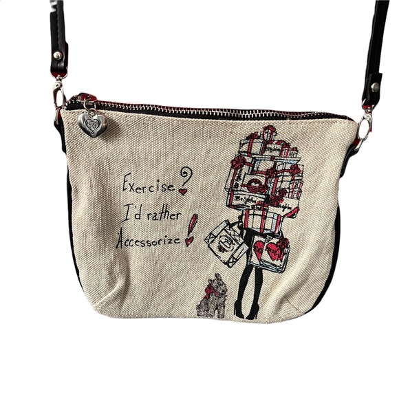 BRIGHTON Scottie Dog Canvas Crossbody with Black Leather Detachable Stra… - Picture 3 of 10